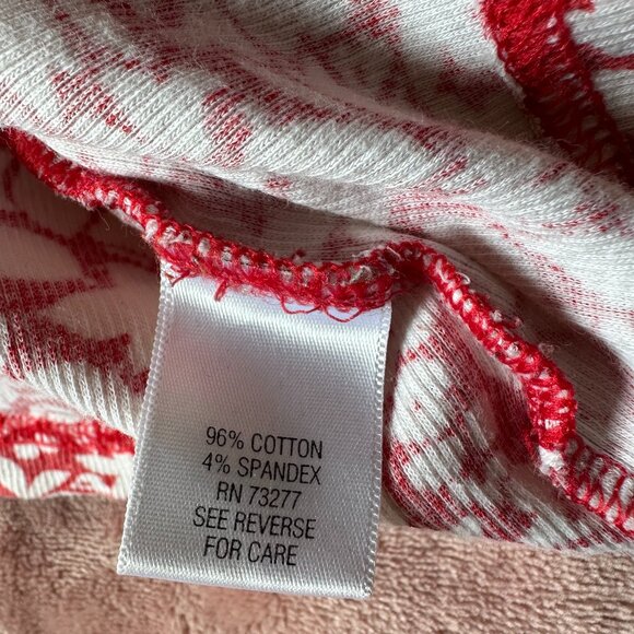 Women's XL Elle Ruffle Strap Red and White Floral Print Tank Top Flirty 2000s - Picture 6 of 6